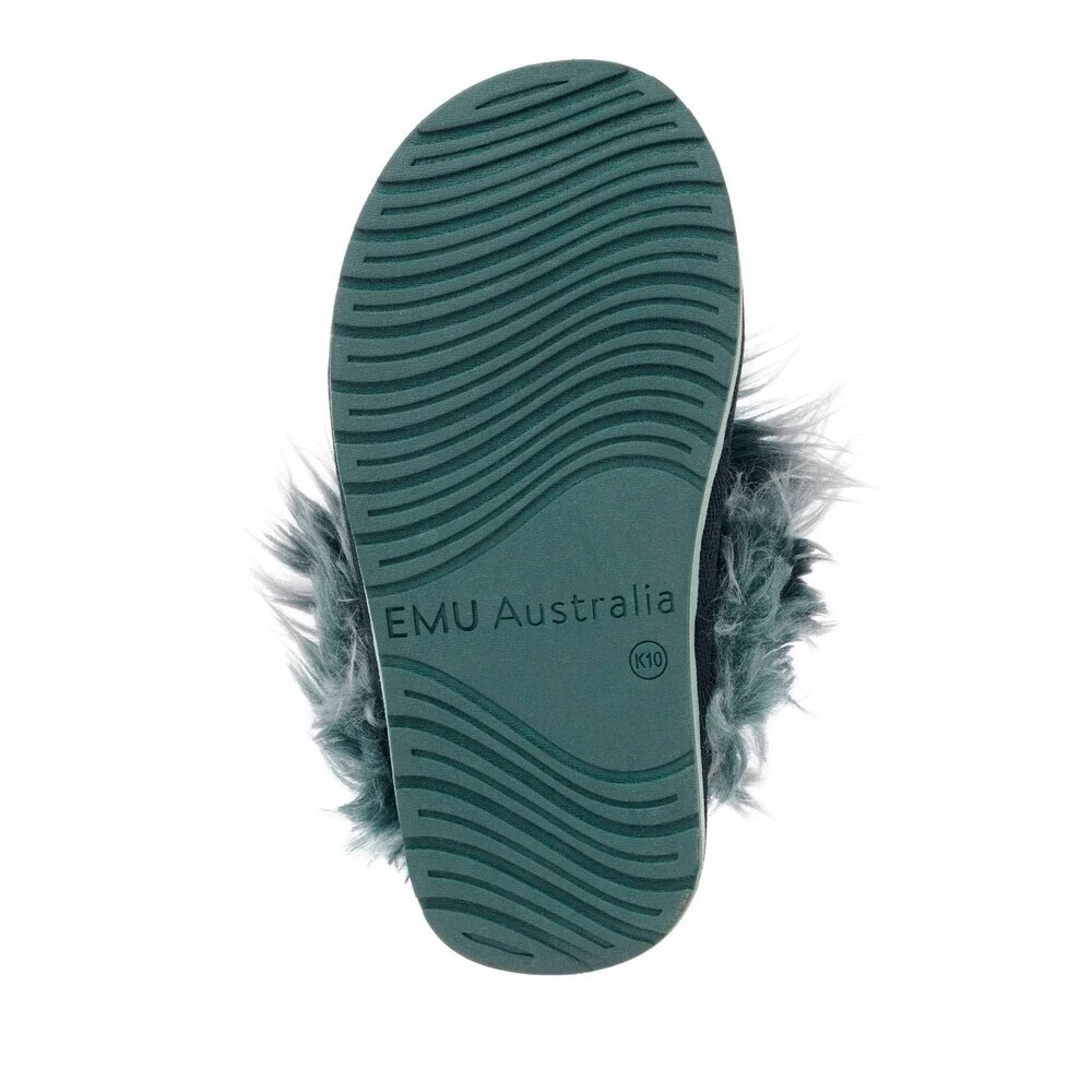 EMU Australia Monster K12620-304 Youth 12 Slipper Teal Faux Fur Shoes JOBB1714